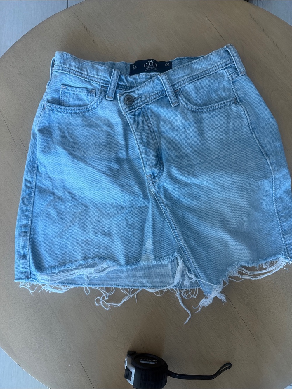 Hollister Light Blue Distressed Denim Mini Skirt